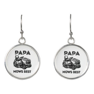 Fathers Day Lawn Tractor Riding Lawn Mower  Earrings