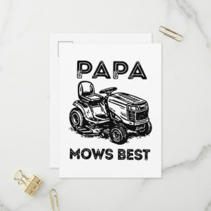 Fathers Day Lawn Tractor Riding Lawn Mower Invitation Postcard
