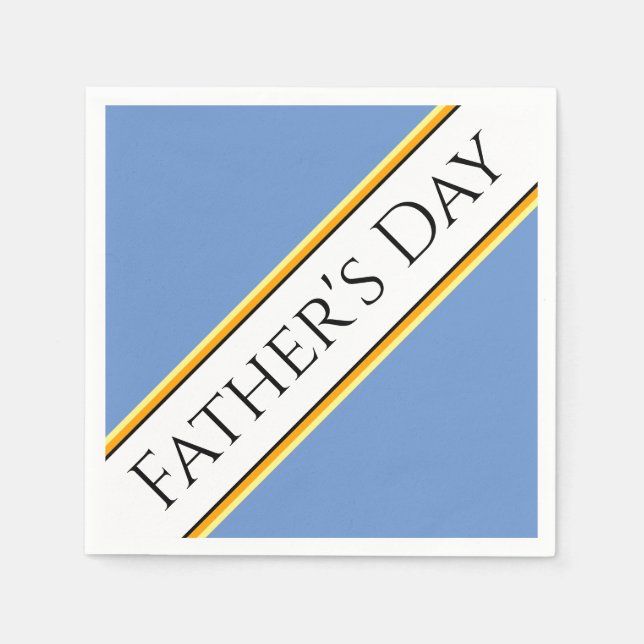FATHER'S DAY Light Blue White Slant Racing Stripes Napkins (Front)