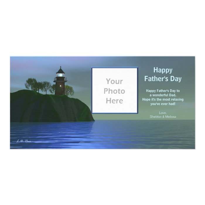 Father's Day Lighthouse   Blue Photo Card Template