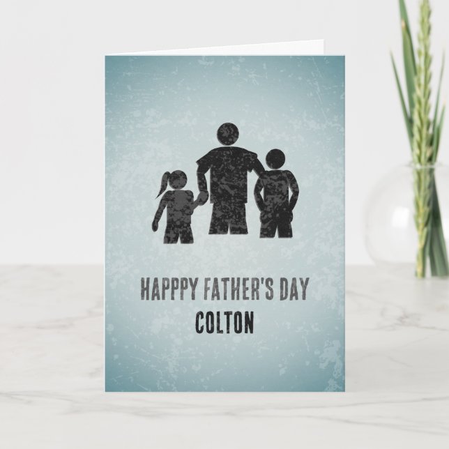 Father's Day - Like a Dad - Family with His Name Card (Front)