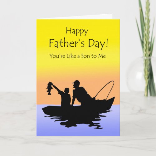 Fathers Day Like a Son to Me Fishing Scene Card