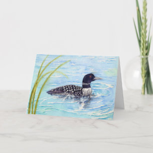 Father's Day Loon on Blue Waters Greeting Card