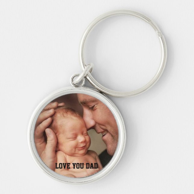 Father's Day, Love You Dad Custom Photo Keychain (Front)