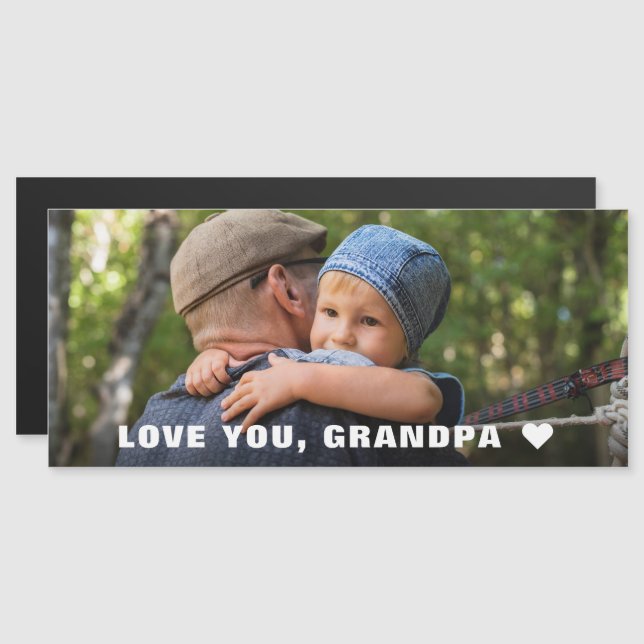 Father's Day Love You Grandpa Photo Magnet Card (Front/Back)