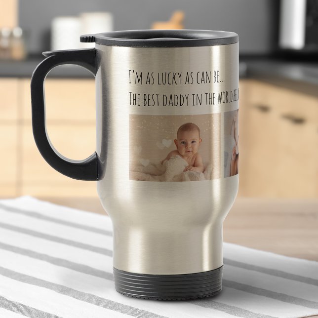 Father's Day | Lucky Me 3 Photos Customized Travel Mug (Father's Day | Lucky Me 3 Photos Customized Travel Mug)