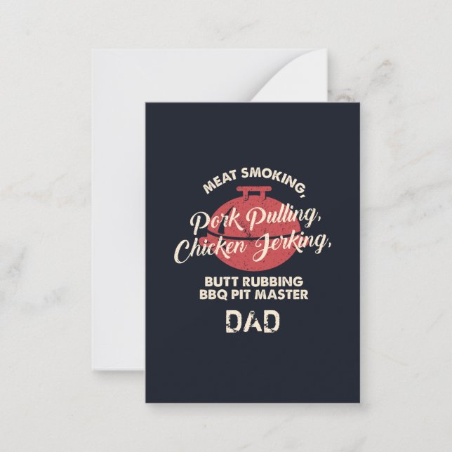 Fathers Day Meat Smoking BBQ Pit Master Dad Note Card (Front)