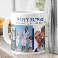Fathers Day Modern 5 Photo Blue Grey