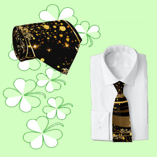 Fathers Day Modern Calligraphy Leafy Swirls Black  Neck Tie