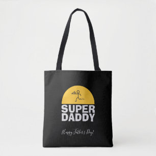 Father's Day Modern Design "SUPER DAD" Trendy Tote Bag
