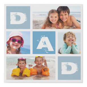 Father's Day Modern Photo Collage Dad Grid Faux Canvas Print