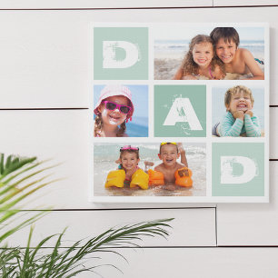 Father's Day Modern Photo Collage Dad Grid Faux Canvas Print