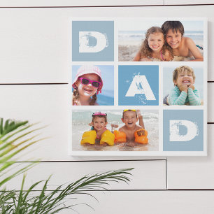 Father's Day Modern Photo Collage Dad Grid Faux Canvas Print