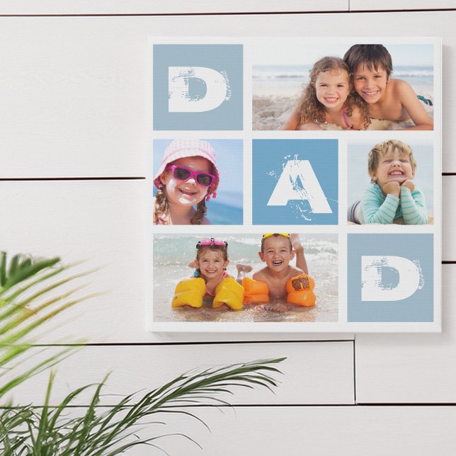 Father's Day Modern Photo Collage Dad Grid Faux Canvas Print (Father's Day Modern Photo Collage Dad Grid Faux Canvas Print)