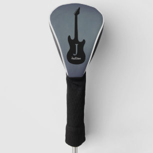 Father's Day Monogram Blue Gray Electric Guitar Golf Head Cover