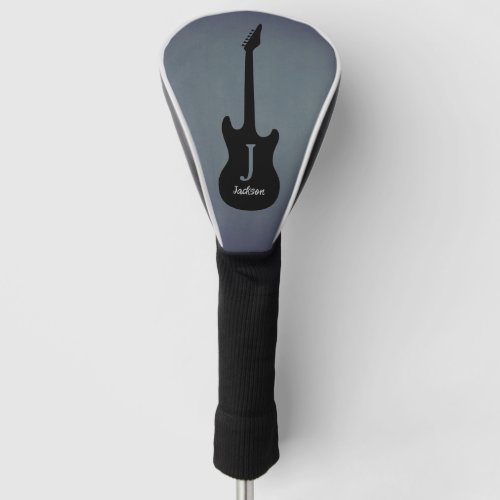 Fathers Day Monogram Blue Gray Electric Guitar Golf Head Cover