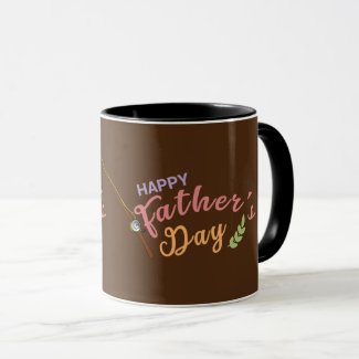 Father's Day Mug w/ Good Wishes & Fishing Rod