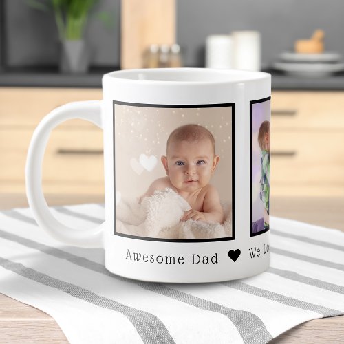 Fathers Day Multi Photo Personalized Giant Coffee Mug