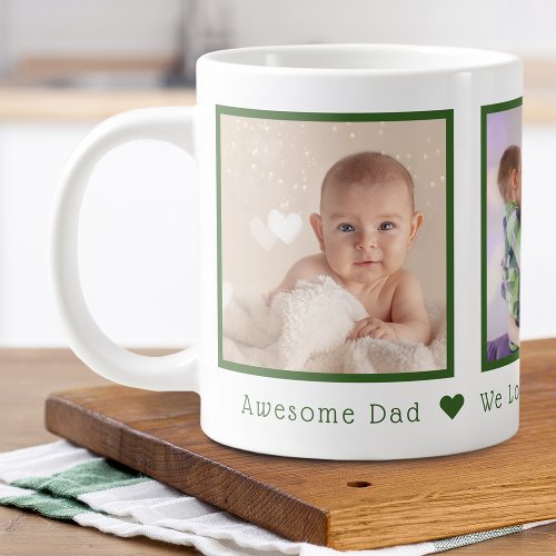 Fathers Day Multi Photo Personalized Giant Coffee Mug