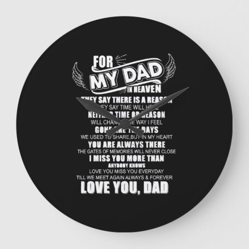 Fathers Day My Dad In Heaven Love You Dad Large Clock