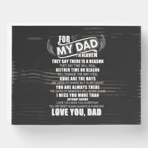 Fathers Day My Dad In Heaven Love You Dad Wooden Box Sign