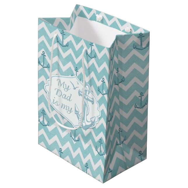 Father's Day - "My Dad is my Anchor" Medium Gift Bag (Front Angled)
