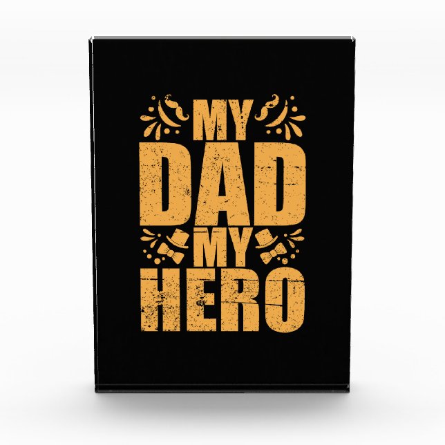 Father's Day My Dad My Hero Photo Block (Front)