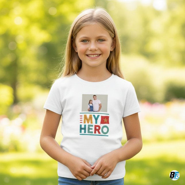 Father's Day | My Hero |  Photo With Dad  T-Shirt (Creator Uploaded)
