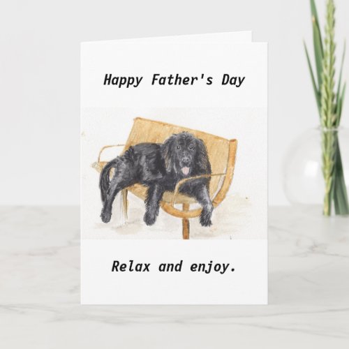 Fathers day Newfoundland Dog on bench Card