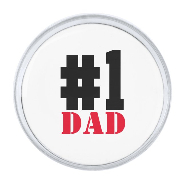 Father's Day Number 1 Dad Silver Finish Lapel Pin (Front)