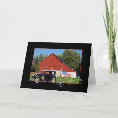 Fathers Day Old Car and Barn Card