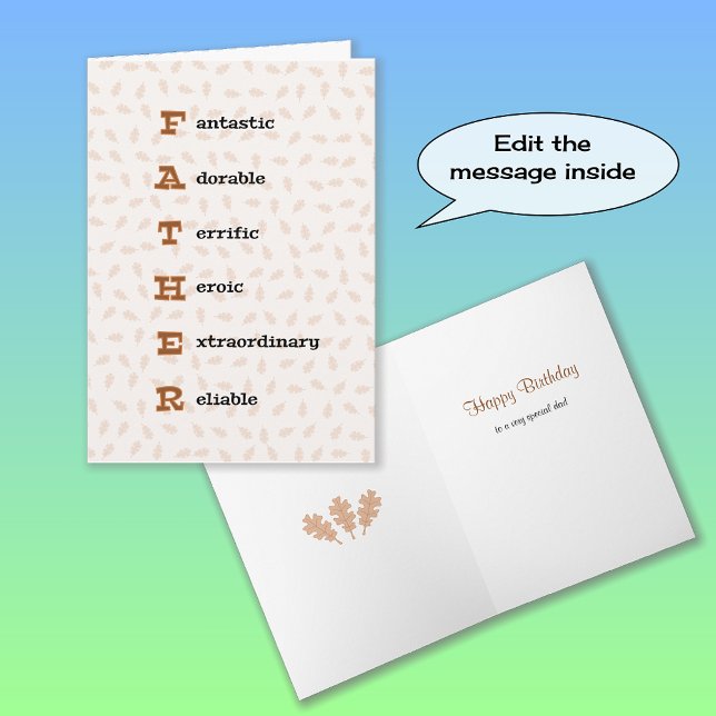 Father's day or birthday text oak leaves card (Creator Uploaded)