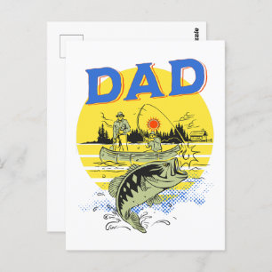 Father's Day Outdoors Fishing Boating Camping Dad Postcard
