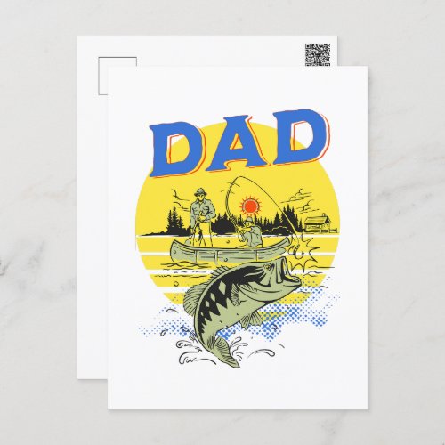 Fathers Day Outdoors Fishing Boating Camping Dad Postcard