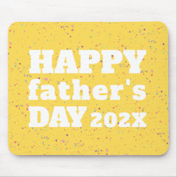 Father&#39;s Day Paint Splatter Mustard Yellow White Mouse Pad