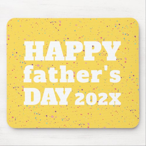 Fathers Day Paint Splatter Mustard Yellow White Mouse Pad