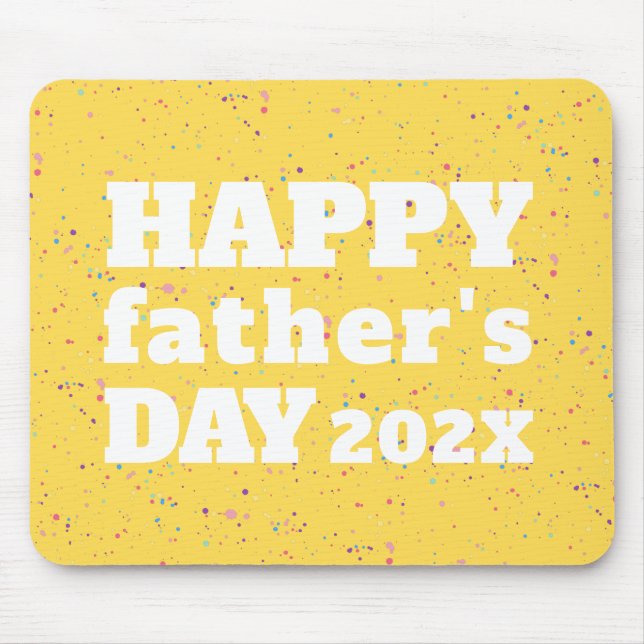 Father's Day Paint Splatter Mustard Yellow White Mouse Pad (Front)