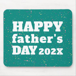 Father&#39;s Day Paint Splatter Teal Blue and White Mouse Pad