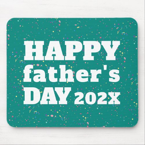 Fathers Day Paint Splatter Teal Blue and White Mouse Pad