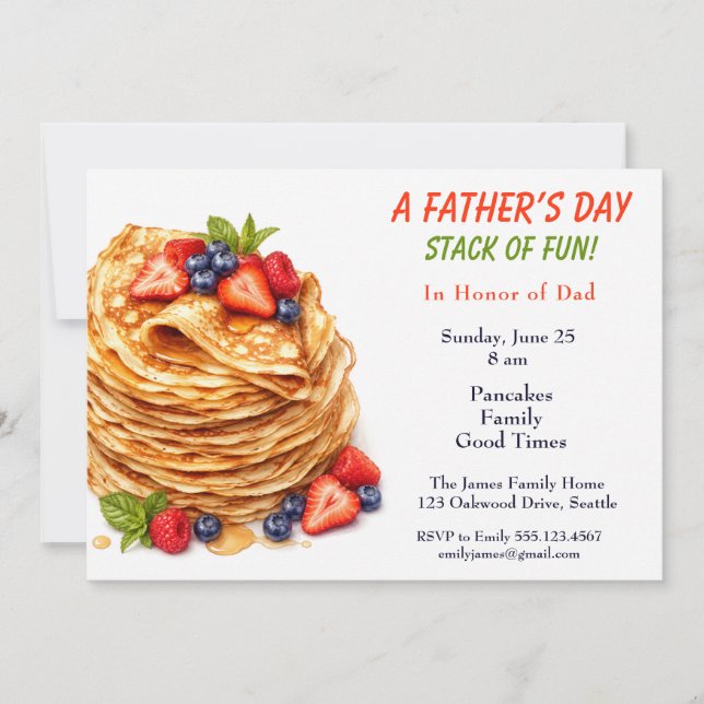 Father's Day Pancake Brunch Invitation (Front)