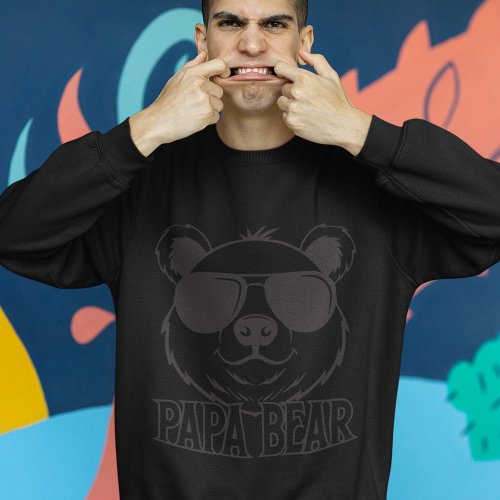 Fathers Day  PaPa Bear  Black ON Black Modern Sweatshirt