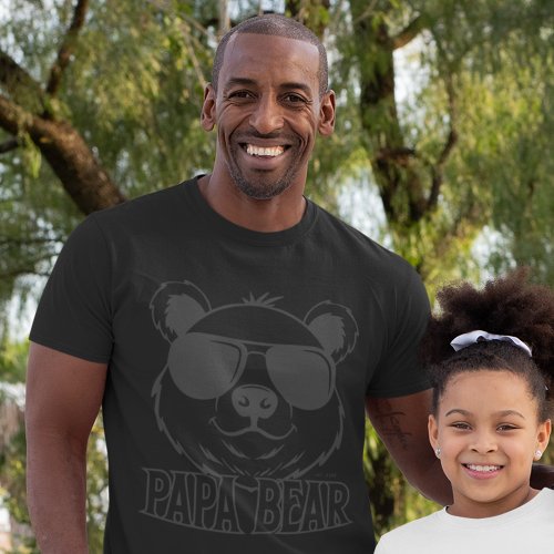 Fathers Day  PaPa Bear  Black ON Black Modern T_Shirt