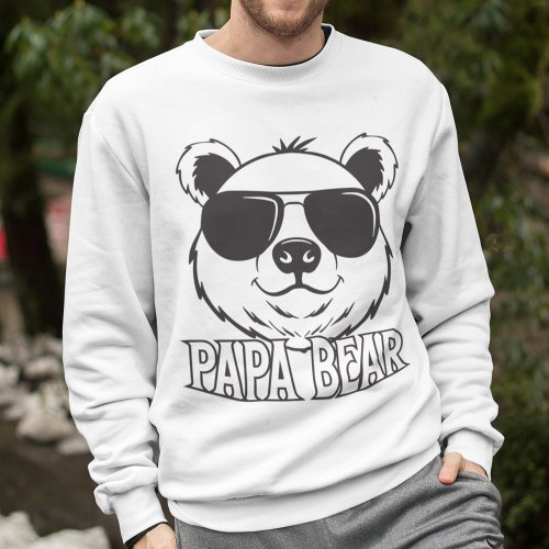 Fathers Day  PaPa Bear  Black White Modern Sweatshirt