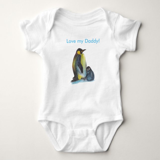 Father's Day Penguins drawing Baby   Bodysuit (Front)