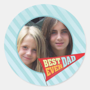 Father's Day Pennant Classic Round Sticker