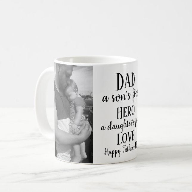 Father's Day Personalized 2 Photo Quote Coffee Mug (Front Left)