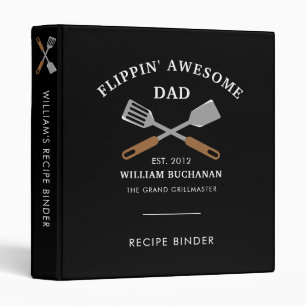Fathers Day Personalized Chef Recipe 3 Ring Binder