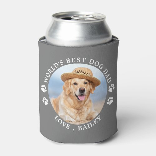 Fathers Day Personalized Cute Pet Photo Dog Dad Can Cooler