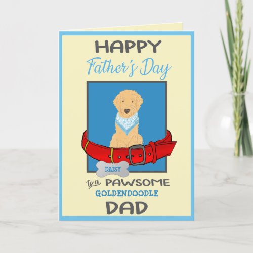 Fathers Day Personalized from Goldendoodle Dog Holiday Card