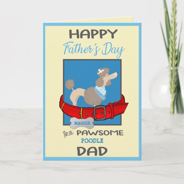 Fathers Day Personalized from Your Poodle Dog Holiday Card (Front)